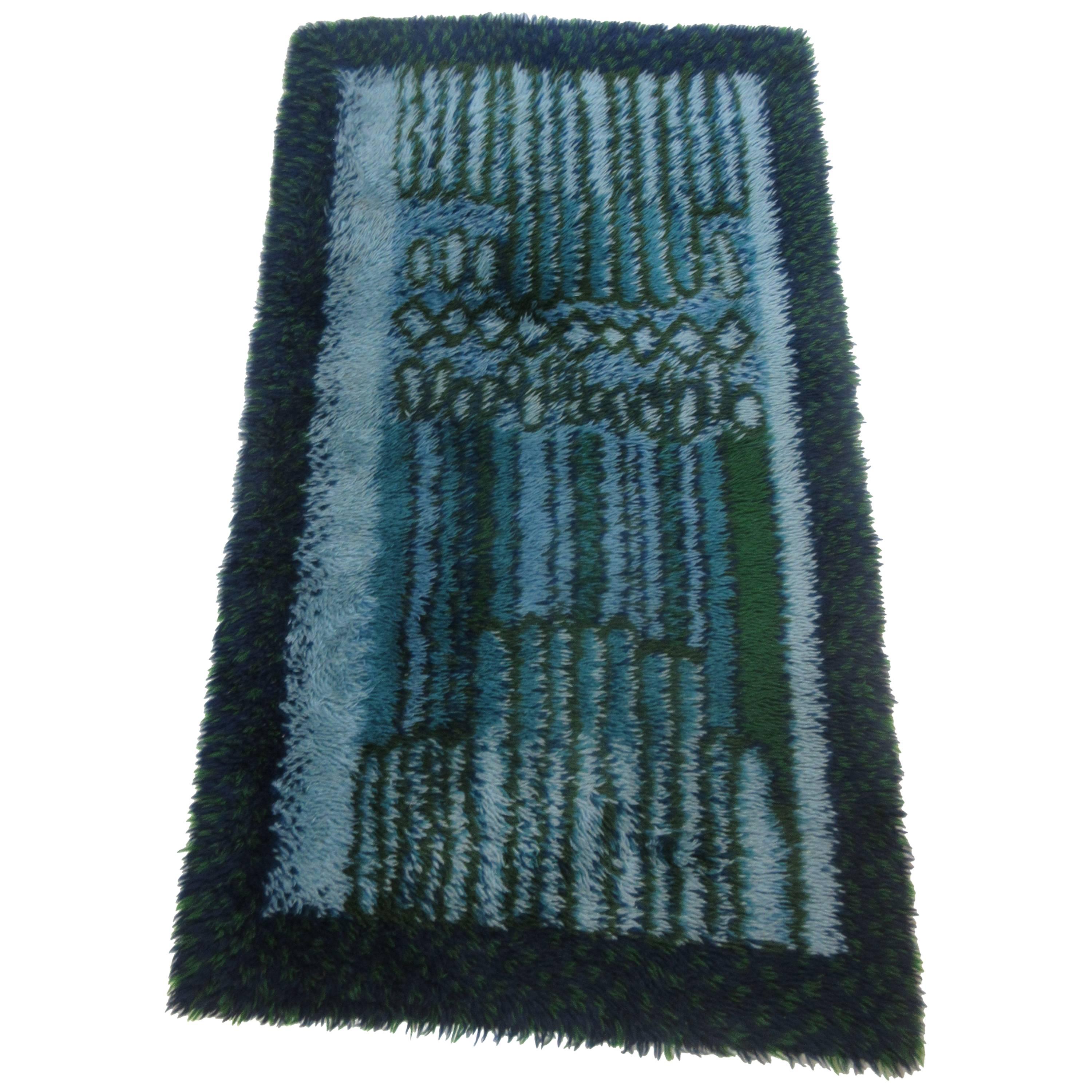 Rya Rug by Ege in Blue and Green Tones 