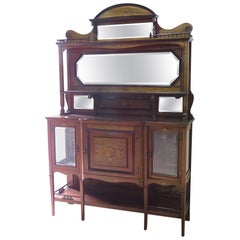 Antique Edwardian Style Inlaid Sideboard with Superstructure