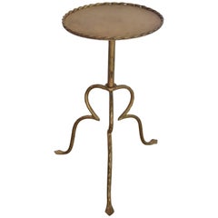 Midcentury Gold Metal Side Table or Drink Stand from Spain
