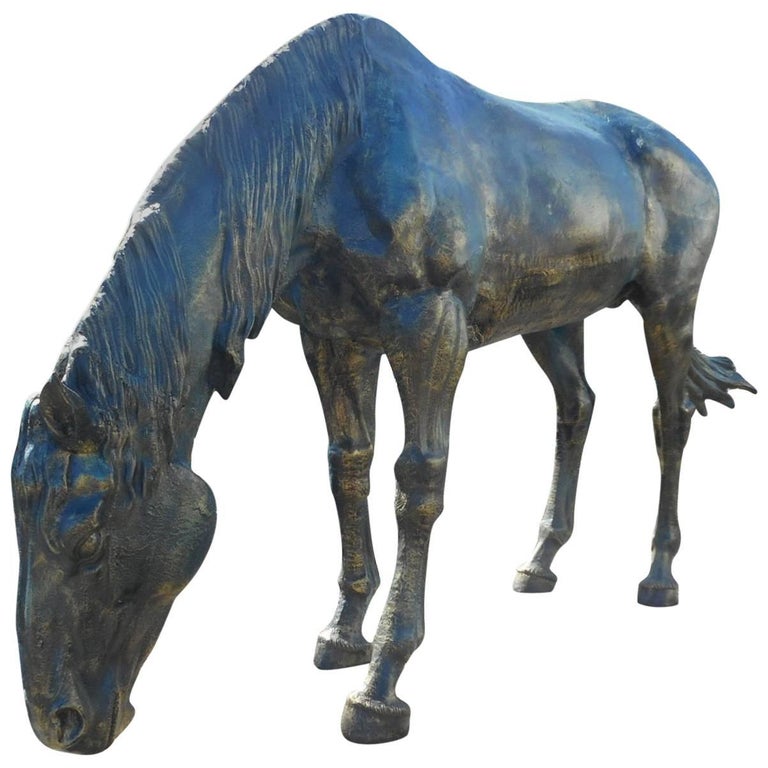Impressive Lifesize Cast Iron Horse Statue For Sale at 1stdibs