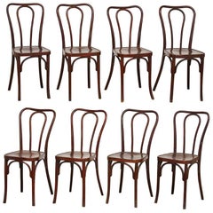 Antique Set of Eight Viennese Bentwood Chairs by J.J. Kohn