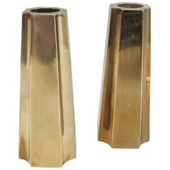 Pair of Scandinavian Mid-Century Modern Brass Candlesticks by Sigvard Bernadotte