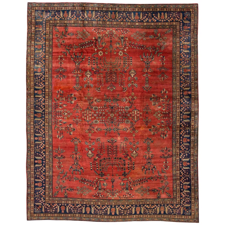 Antique Farahan Red Persian Rug For Sale at 1stdibs