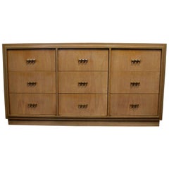 Paul Frankl Style 1950s Dresser with Brass Knuckle Pulls