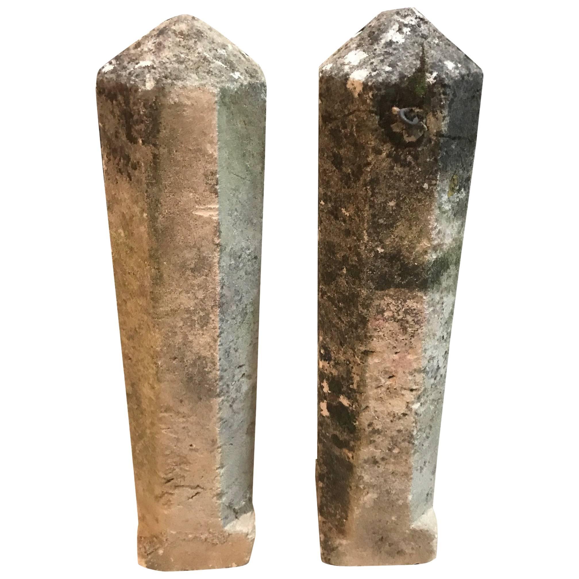 Pair of 19th French Stone Markers, Obelisks