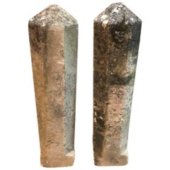 Antique Pair of 19th French Stone Markers, Obelisks