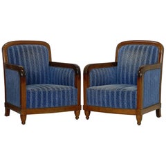 Pair of Art Deco Club Chairs French Two Armchairs, circa 1930