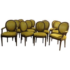 Set of 12 Jansen Louis XVI Style Dining Chairs
