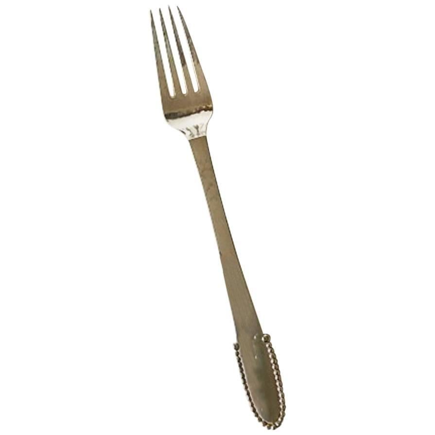 Georg Jensen Sterling Silver Beaded Luncheon Fork No 022 For Sale