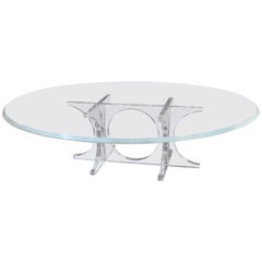 Monumental Mid-Century Modern Oval Lucite Cocktail Table or Coffee Table