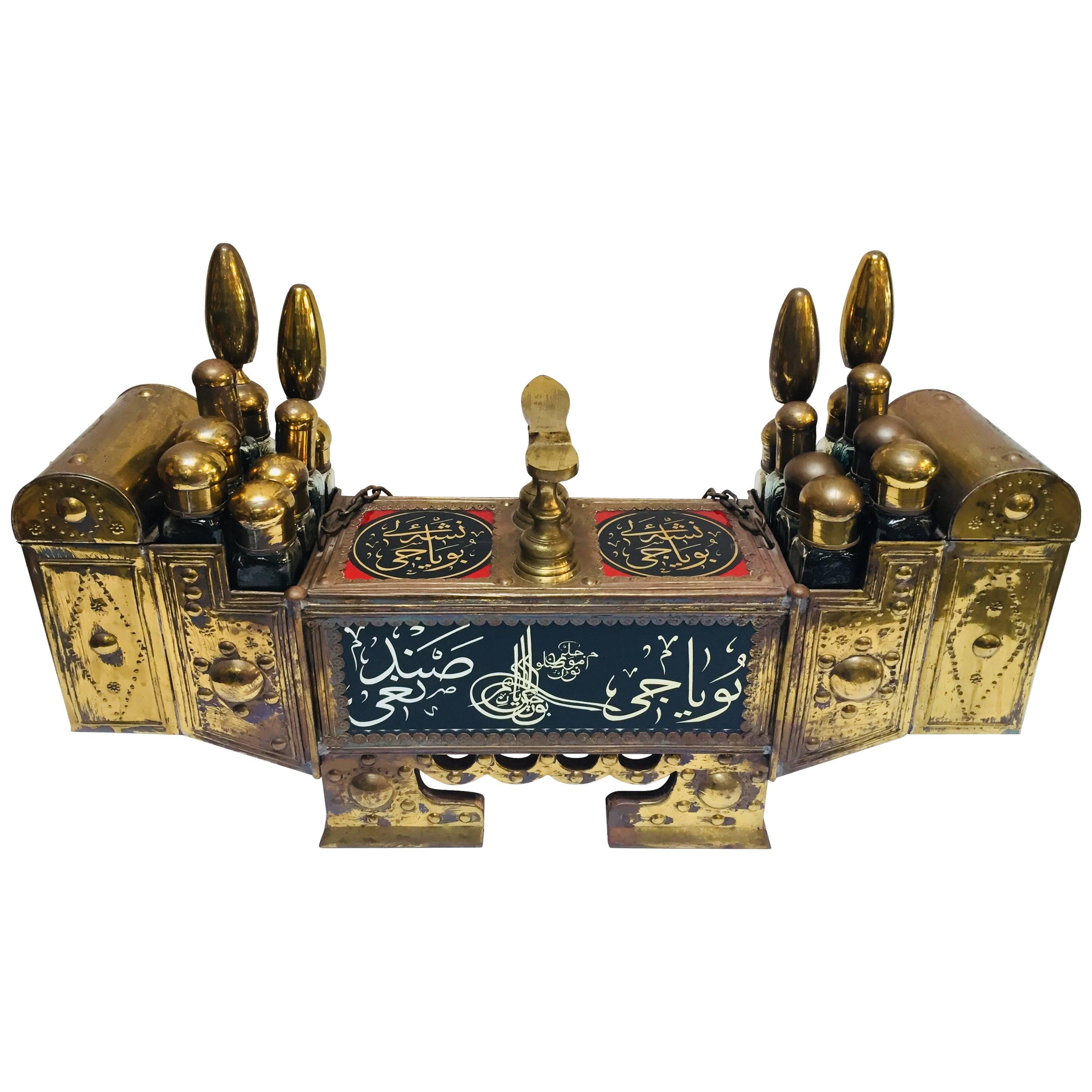 Turkish Brass Valet Shoe Shine Decorative Stand Valet