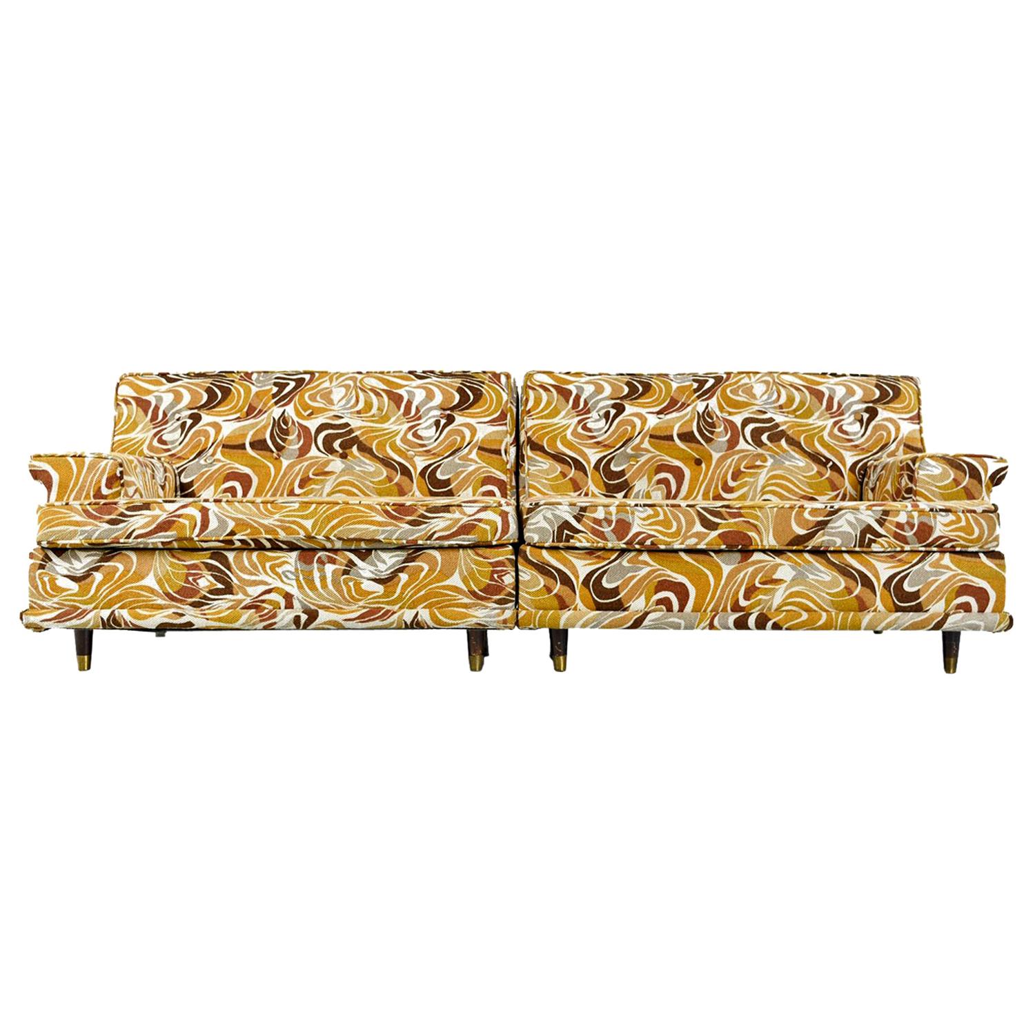 Modular Settee Sofa Set, Original Psychedelic Abstract Print Tribal Fabric