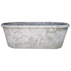 Antique 18th Century White Carrara Marble Bath with Rings