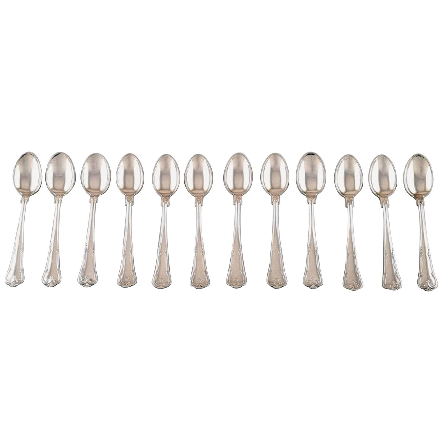 12 Tea Spoons, Cohr, Denmark, "Herregaard" Silver Cutlery For Sale