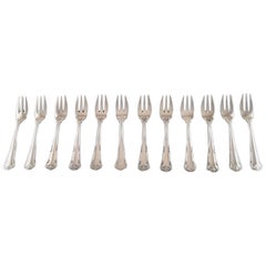 12 Pastry Forks, Cohr, Denmark, "Herregaard" Silver Cutlery
