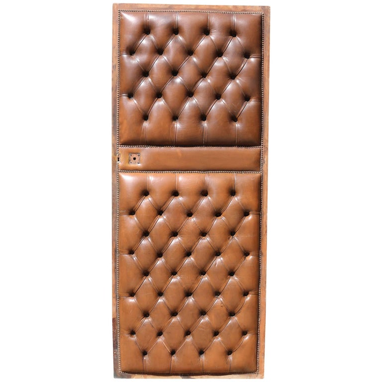 Early 20th Century English Brown Leather Chesterfield Door at 1stDibs