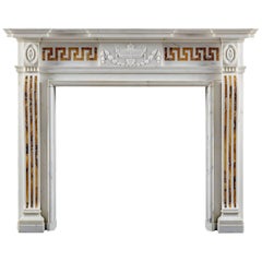 Late 18th Century Statuary and Siena Fireplace of Neoclassical Design