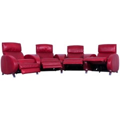 Willi Schillig Designer Leather Cinema Sofa Red