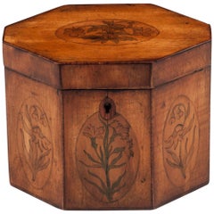 Georgian Antique Octagonal Sycamore Tea Caddy 18th Century