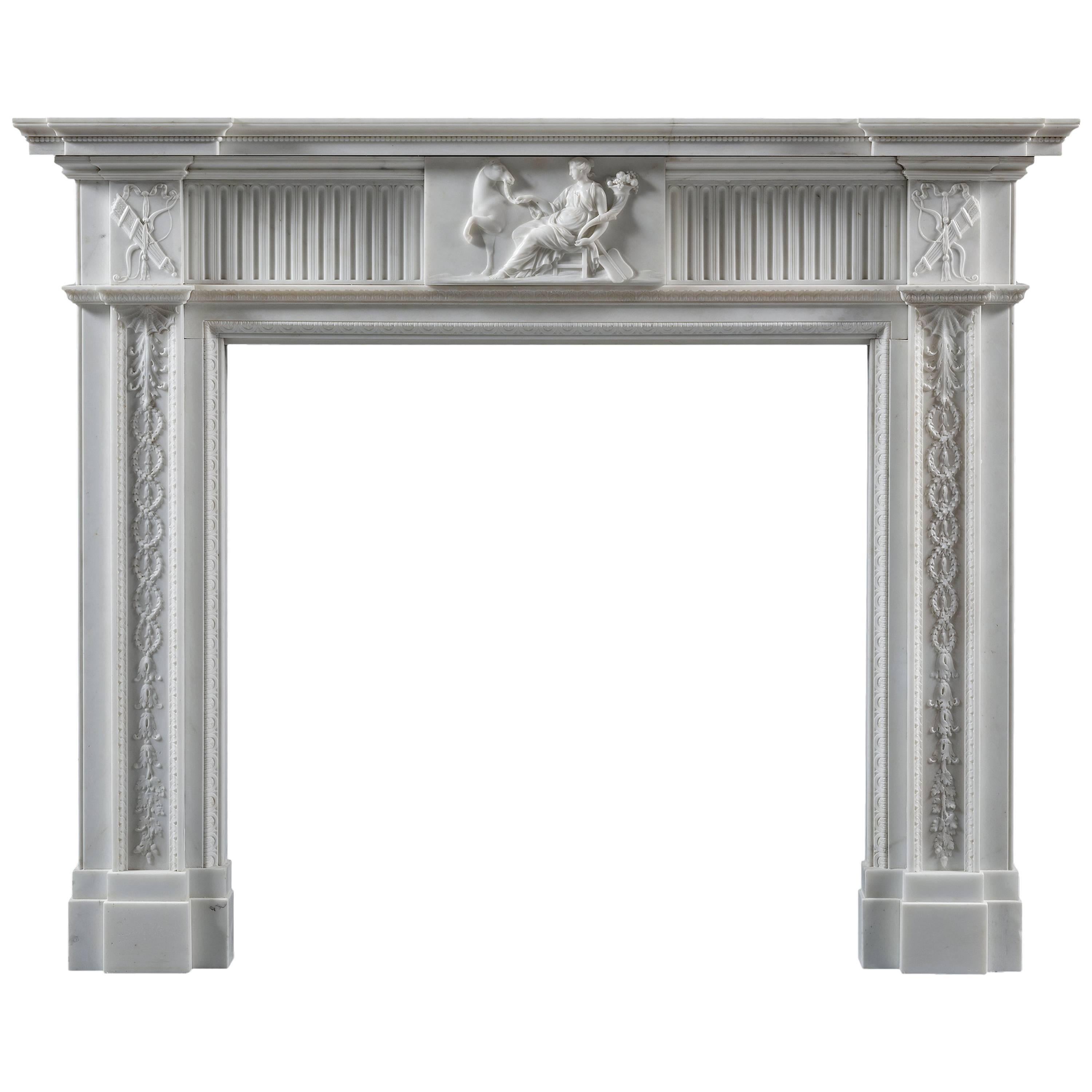Late 18th Century Statuary Marble Fireplace in the Neoclassical Style