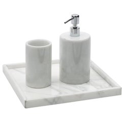 Rounded Set for Bathroom in White Carrara Marble