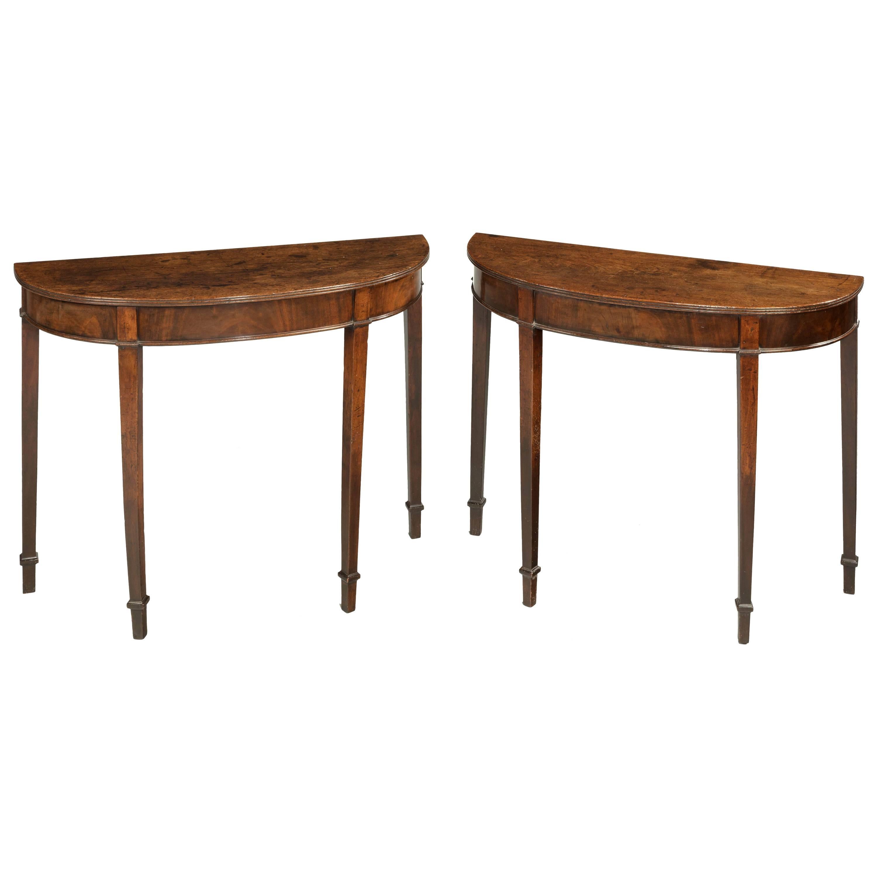 Pair of George III Period Bow Front Pier Tables