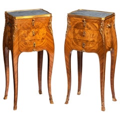 Attractive Pair of Freestanding Kingwood Marquetry Bedside/Lamp Tables