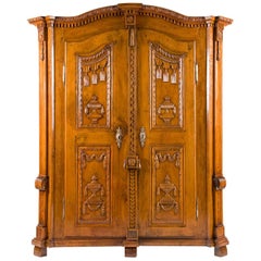 Antique Carved Limewood Cabinet from Lake Constance Region