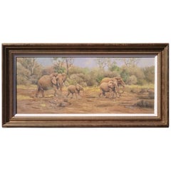 Painting of Elephants in an African Landscape by Tony Wooding