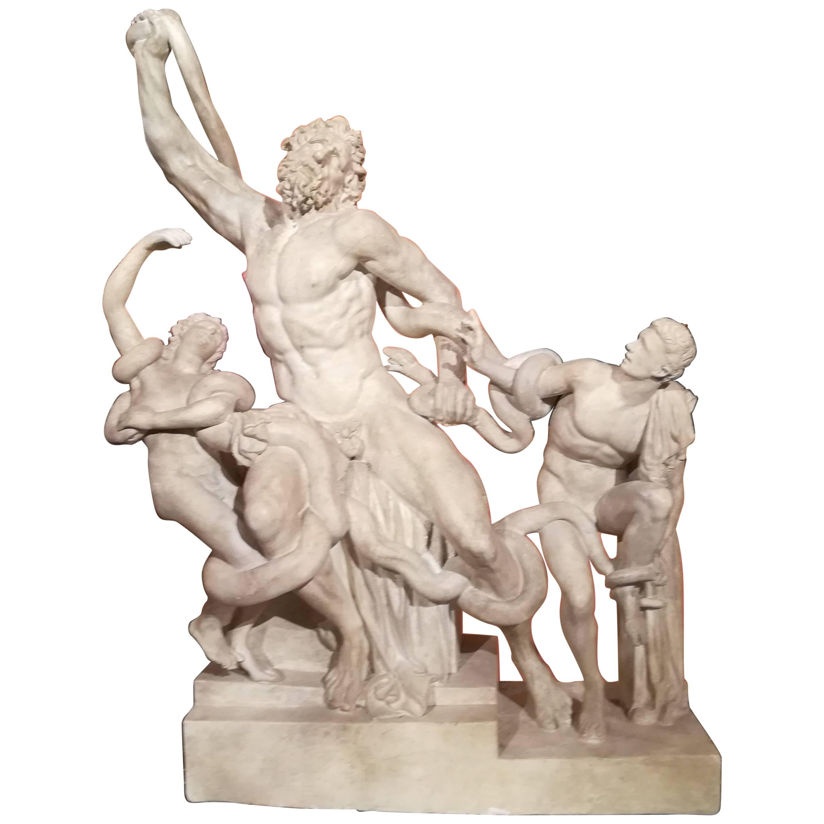 19th Century, Sculpture Plaster Reproduction of the Greek Antique Laocoon Group For Sale
