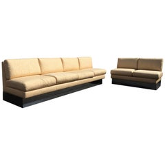 Retro Milo Baughman Chrome Plinth Sectional Sofa Set