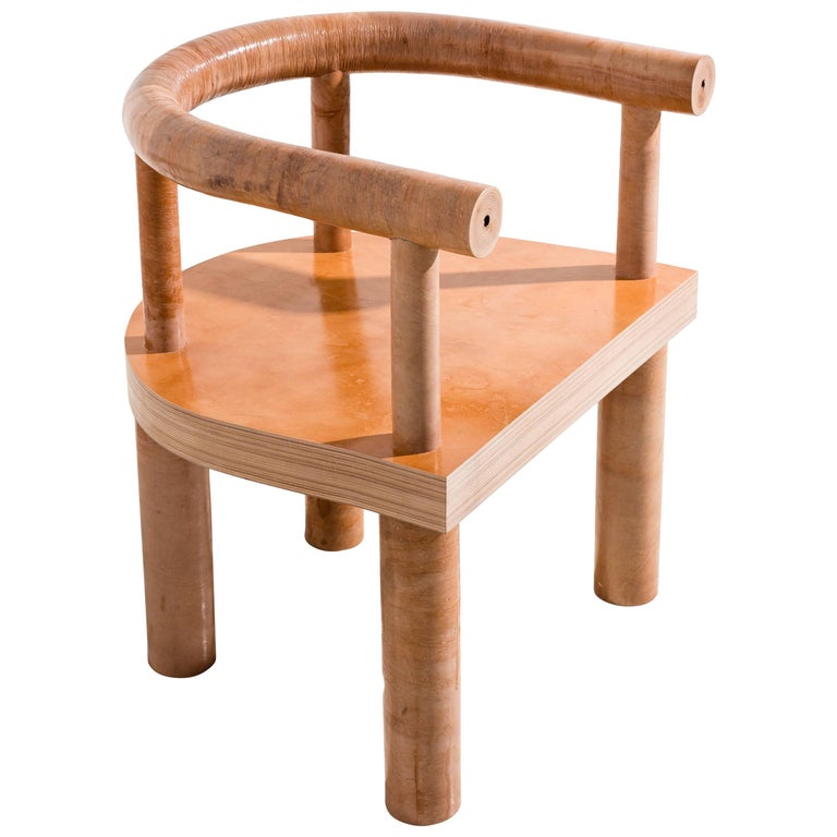 Limited Edition Stacked Leather Chair by Fort Standard, in Stock For