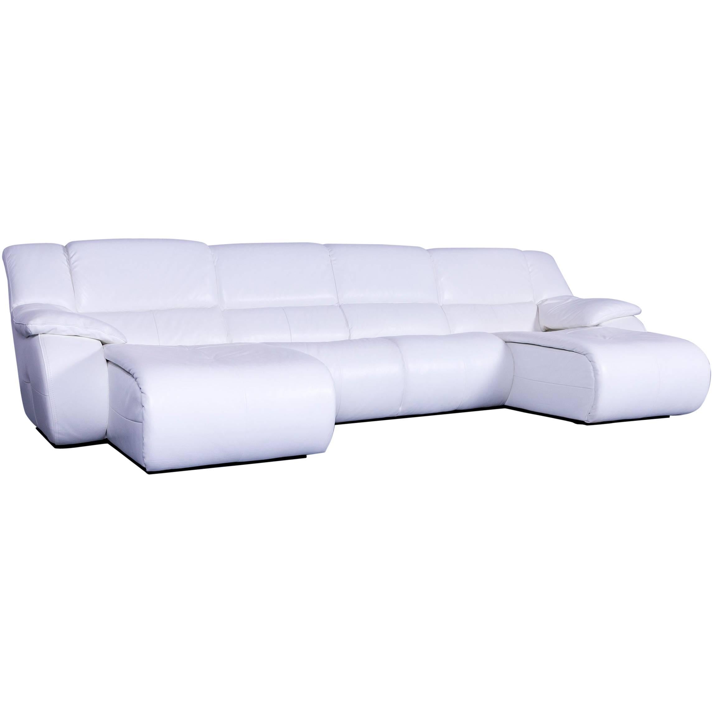 Chateau d`Ax Bamboo Leather Corner-Sofa White Electric Recliner