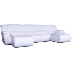 Used Chateau d`Ax Bamboo Leather Corner-Sofa White Electric Recliner