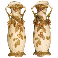 Antique Pair of Art Nouveau Royal Dux Vases