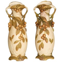 Antique Pair of Art Nouveau Royal Dux Vases