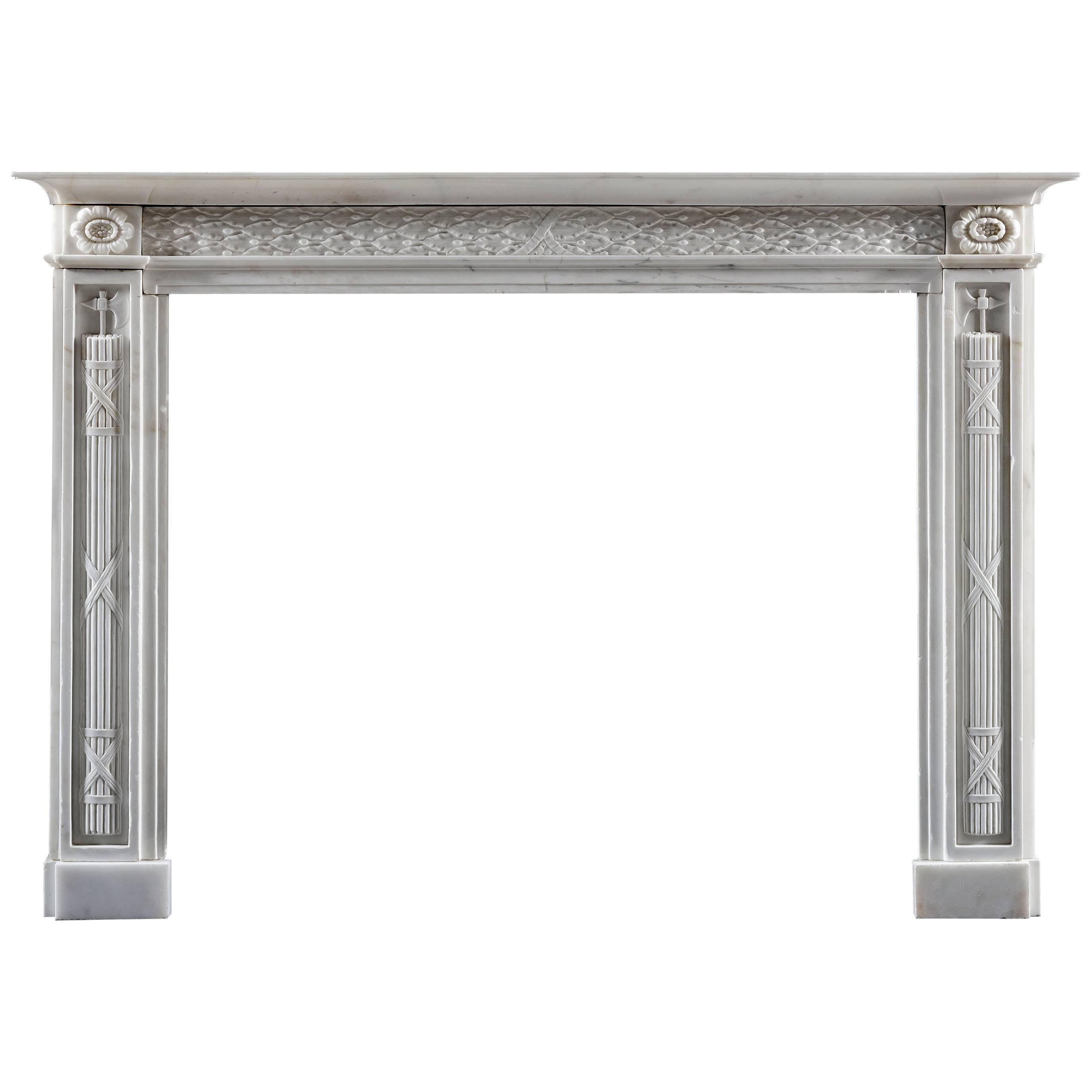 Late 18th Century Italian Statuary Marble Fireplace