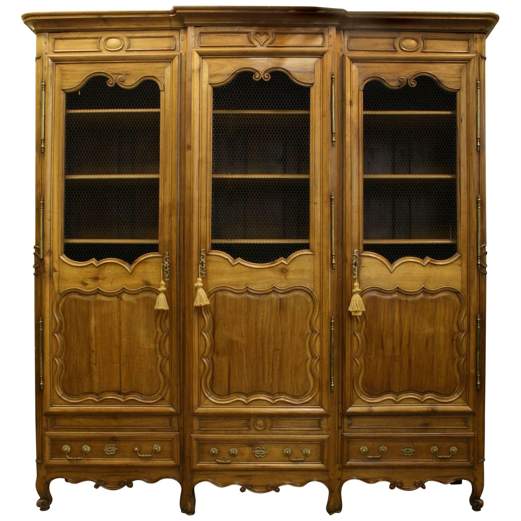 French Provincial Walnut Armoire Cabinet For Sale