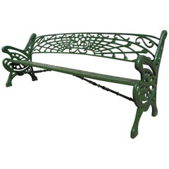 Vintage Long Cast Iron Sculpted Bench