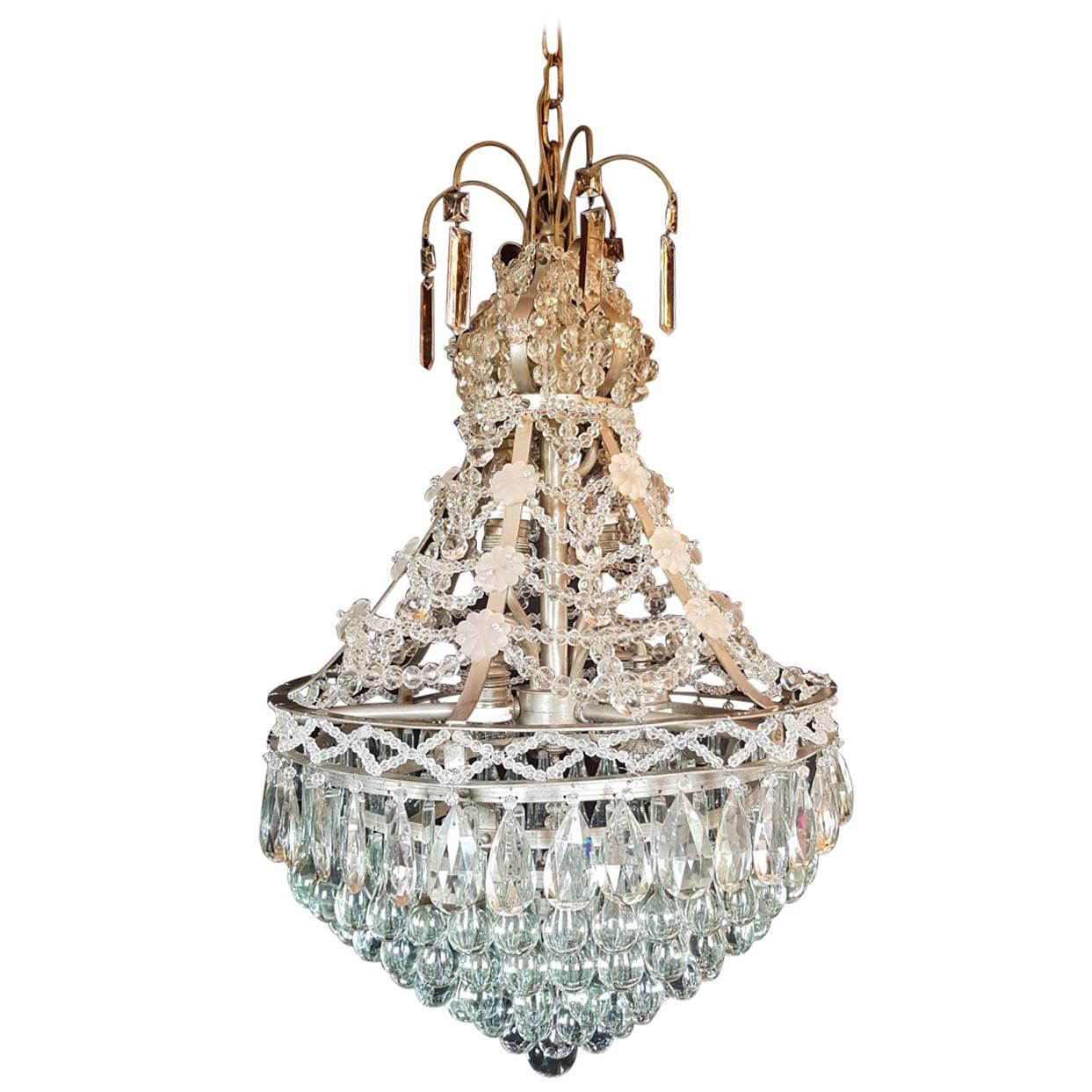 Waterfall Chandelier in Nickel/ Silver Color empire For Sale