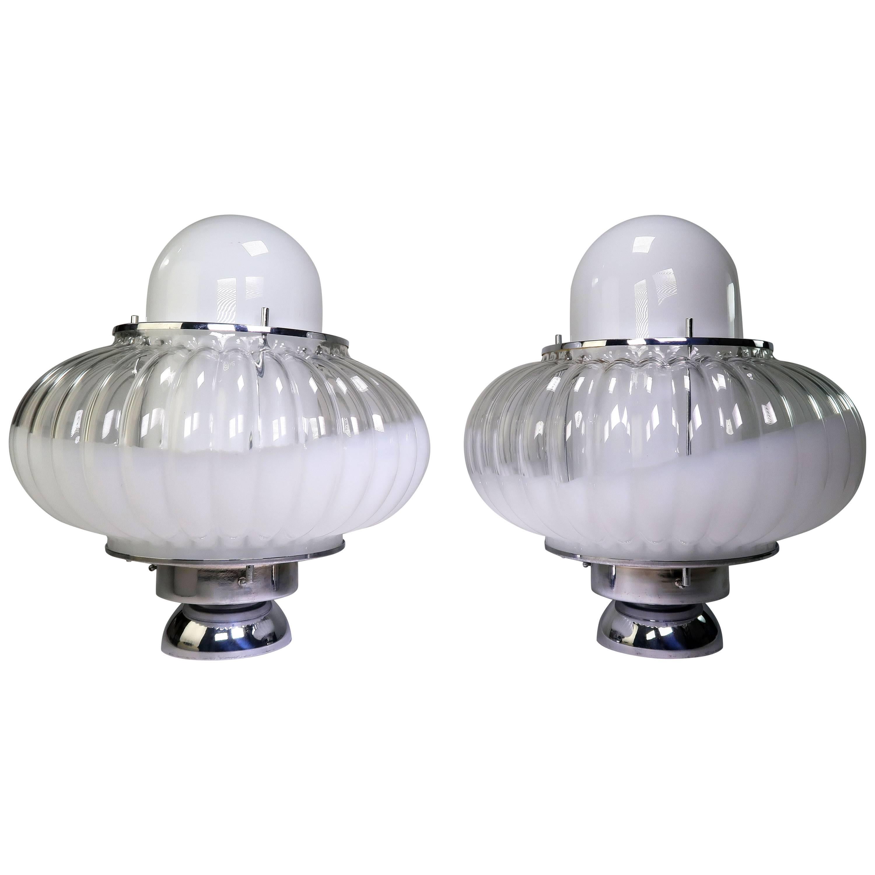 Pair of Carlo Nason for Mazzega Murano Space Age Lamps, 1960s