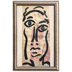 Peinture de visage abstraite moderne de Peter Keil du milieu du siècle dernier