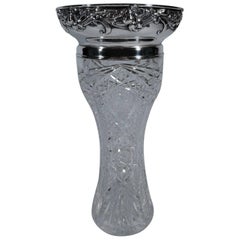 Gorham Art Nouveau Sterling Silver and Brilliant Cut-Glass Vase