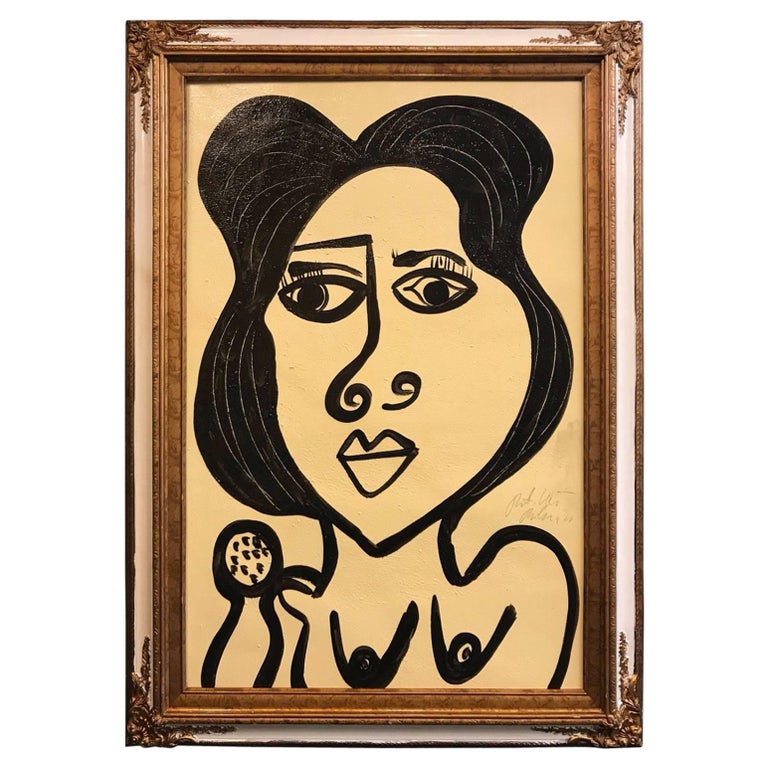 Peter Keil Oil on Canvas Painting 'Abstract Face' For Sale at 1stDibs