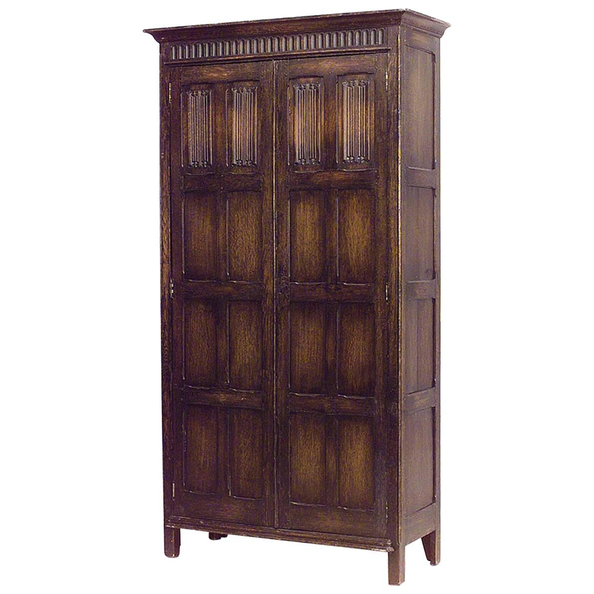 English Renaissance Style Stained Oak Armoire