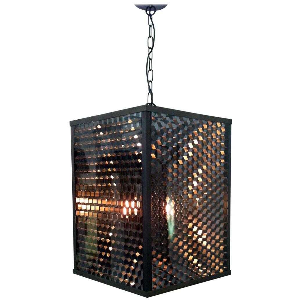 Pendant Lantern "Api" of Honeycomb Patterned Panels, Made in Italy For Sale
