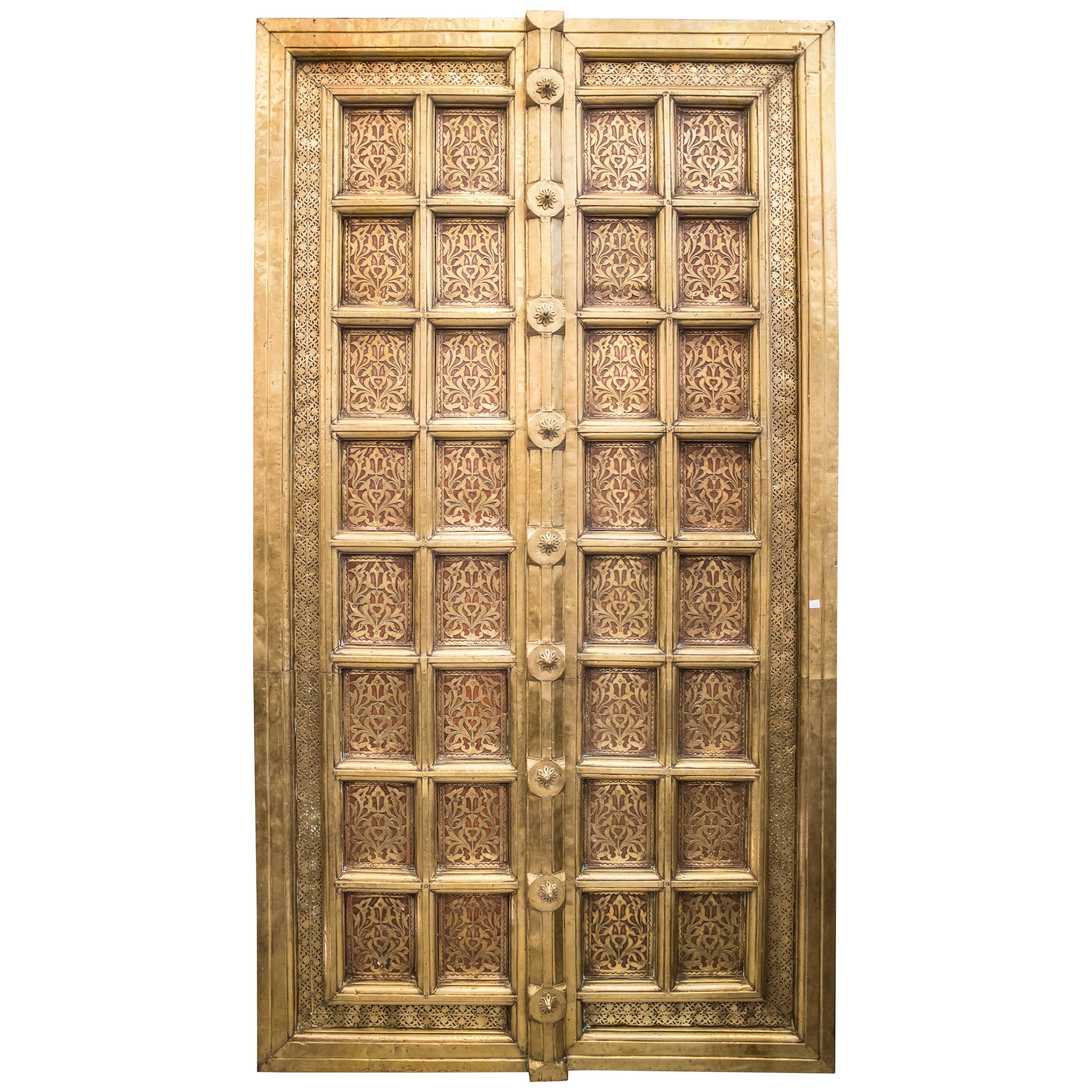 19th Century Brass and Copper on wood  Spanish Door