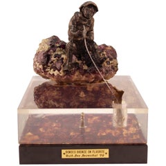 Ruth Lee Leventhal Sculpture of a Fisherman in Bronze and Fluorite