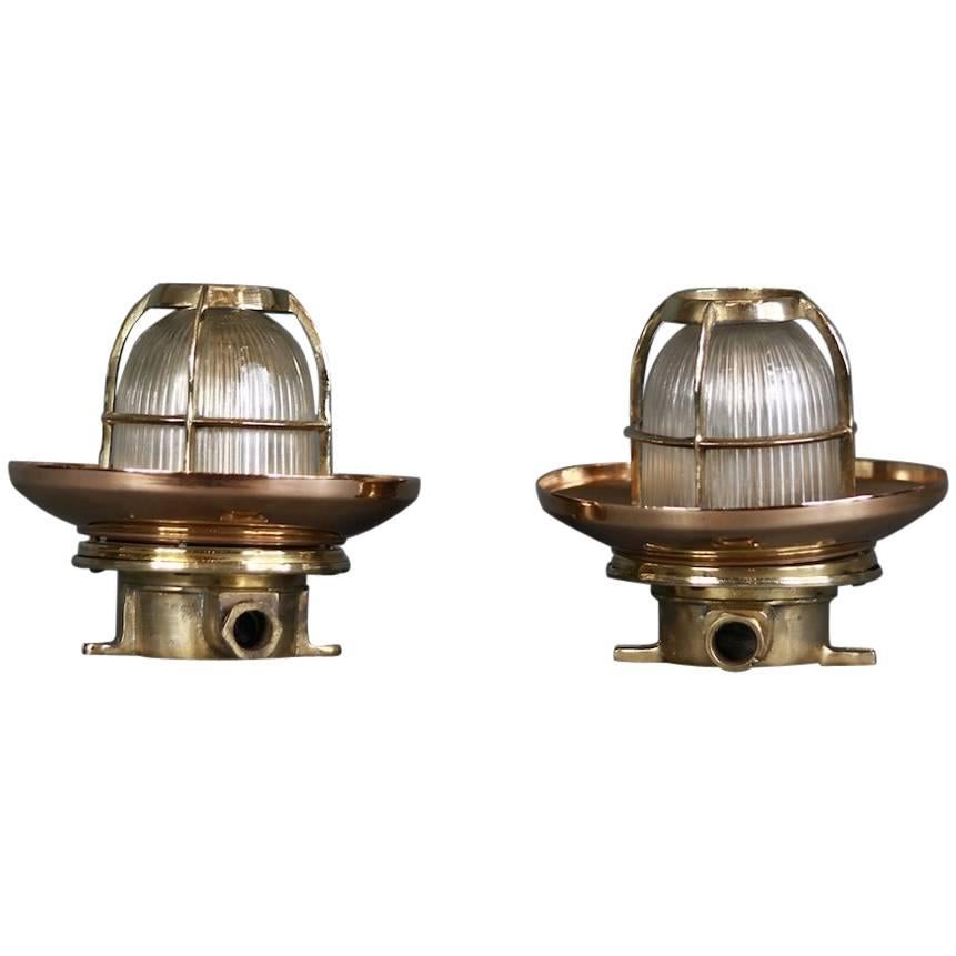 Pair of Copper Ship Ceiling Lights