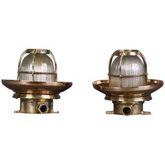 Pair of Copper Ship Ceiling Lights